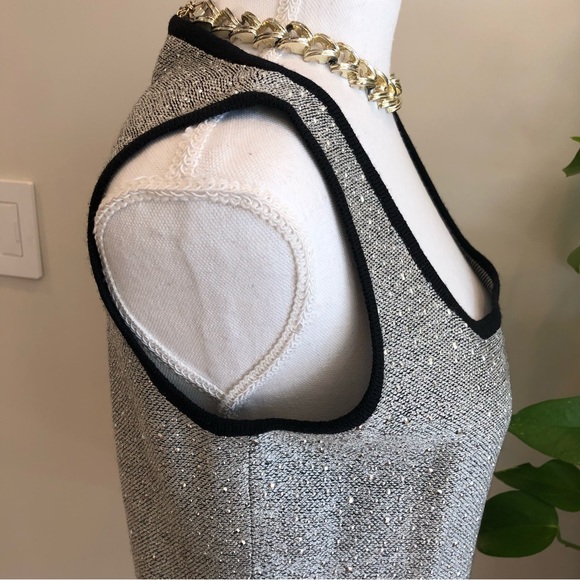 St. John Evening Sparkly Silver Shell Style Tank with Black Trim - Size P - Picture 9 of 11